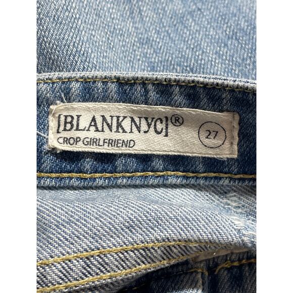 Blank NYC Women's Blue Studded Distressed Straight Leg Girlfriend Denim Jeans 27 - Picture 6 of 7